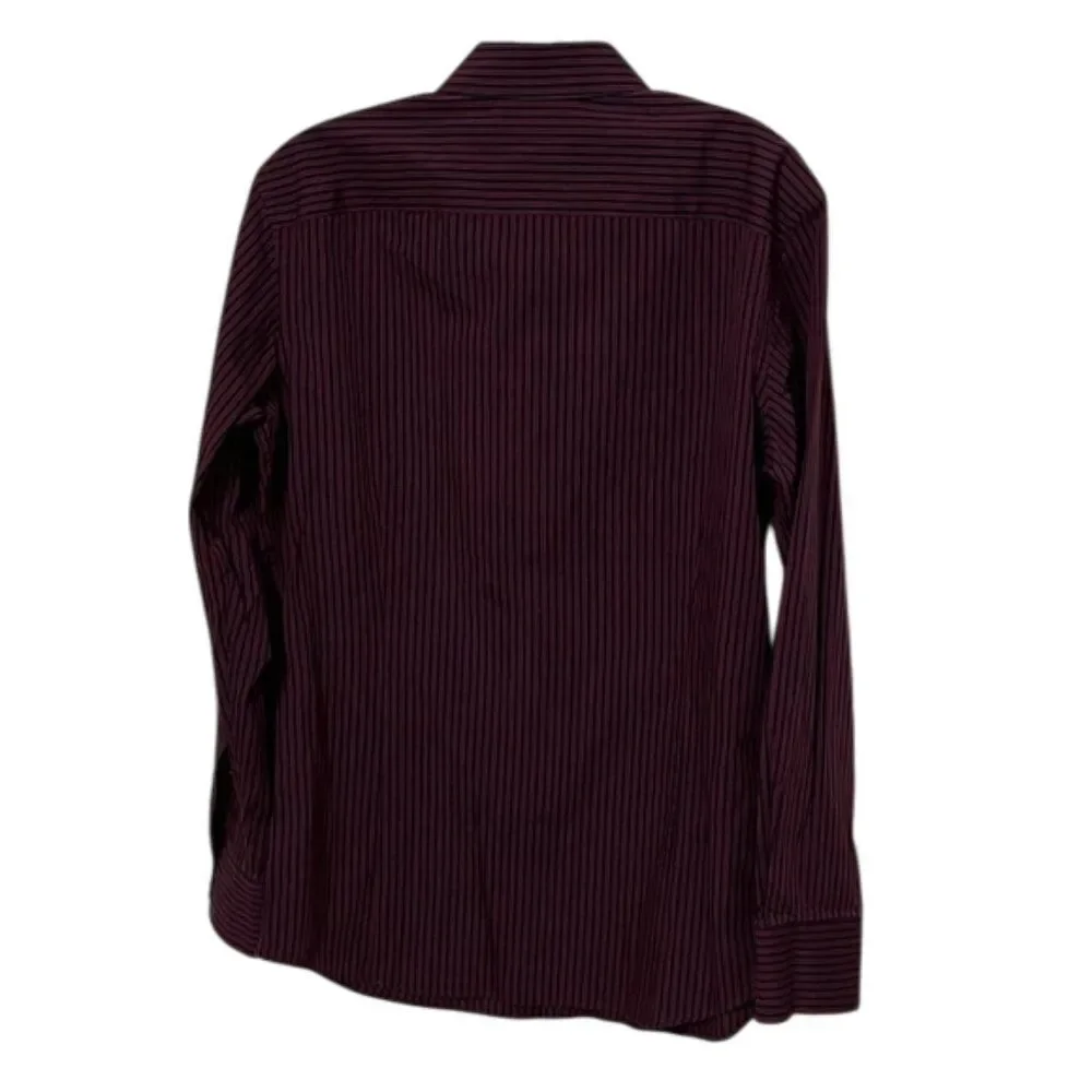Banana Republic Maroon Red Striped Slim Fit Button Up Shirt Mens Size M 15-15.5